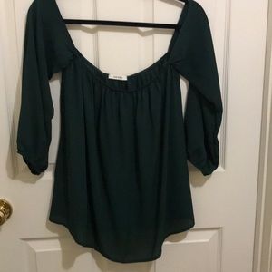 Dark green cold shoulder top